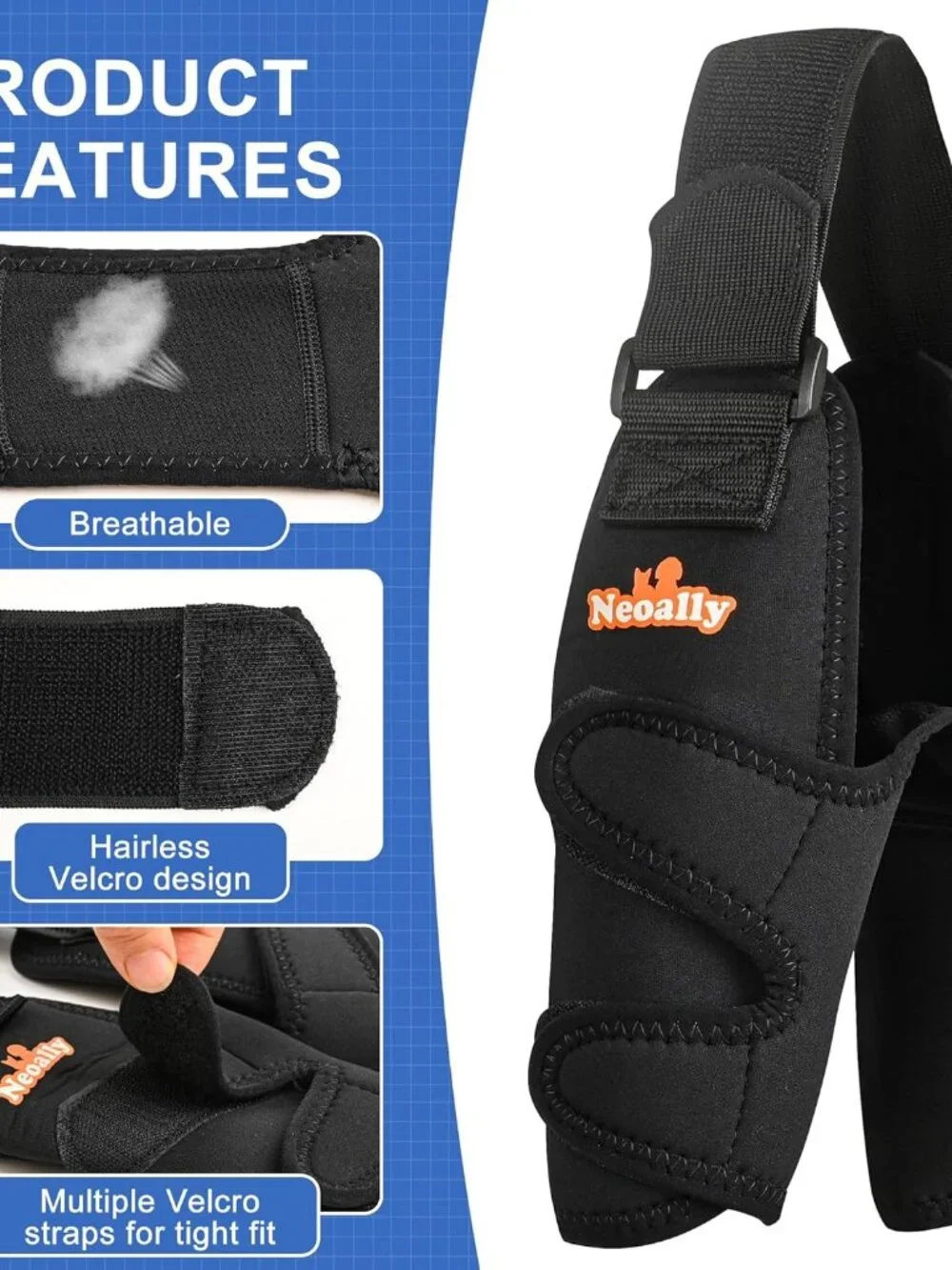 Neoally Breathable Dog Elbow Brace Protector Pads for Canine Elbow and Shoulder